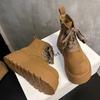 Winter Platform Heel Women Ankle Boots Lace Up Knight Short Booties Designer