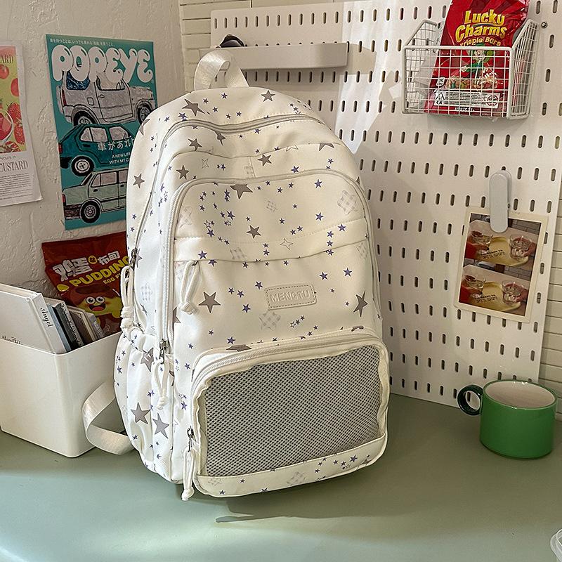 Schoolbag girl junior high school student high school student schoolbag female high value multi-layer cute star backpack large capacity backpack