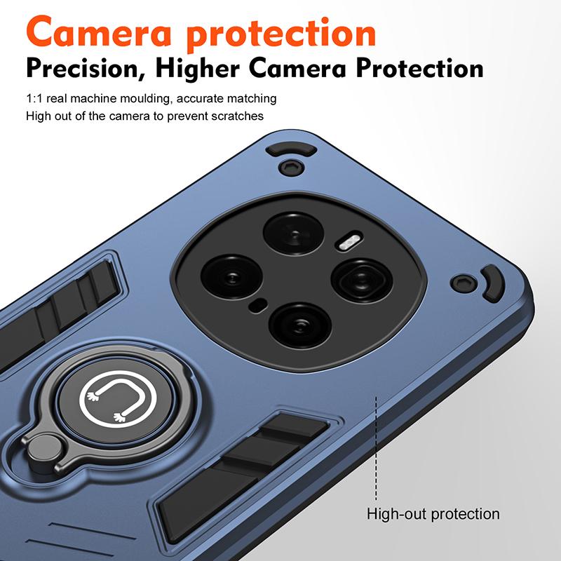 Pro Honor Magic 7 Pro Černé Brnění Magnetický Prstenový Stojánek Pouzdra na Telefon Pro Honor Magic 7 Pro Tvrdé PC Odolné Krytí Proti Pádu