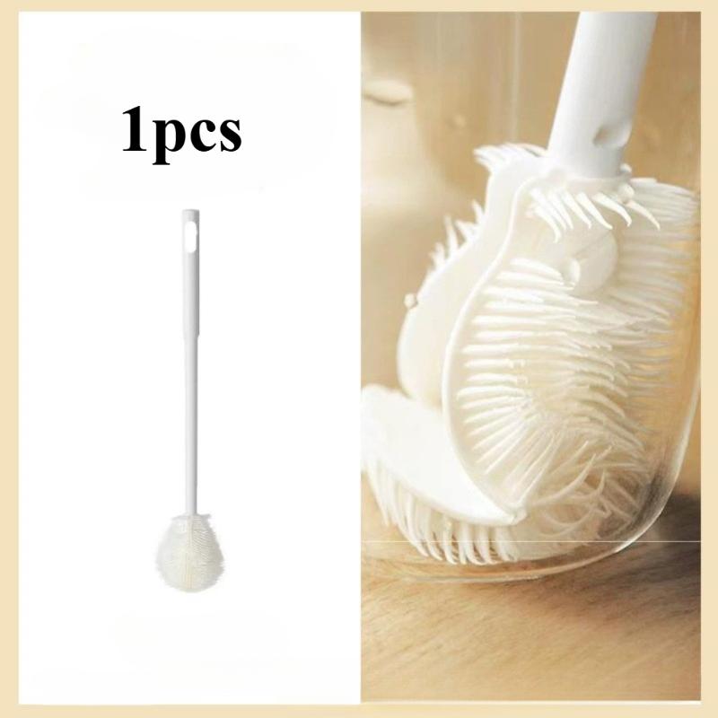 

Гибкая щетка для чистки Кухонный инструмент для чистки Скребок для чашек Средство для мытья стекол Длинная ручка Щетка для чистки стеклянных чашек и бутылок для напитков 1pcs белый