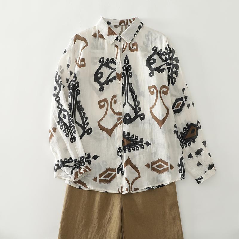 DIMANAF 2025 New Plus Size Women Tops Shirts Tees Solid Casual Loose Blouse Autumn Print Cotton Long Sleeve