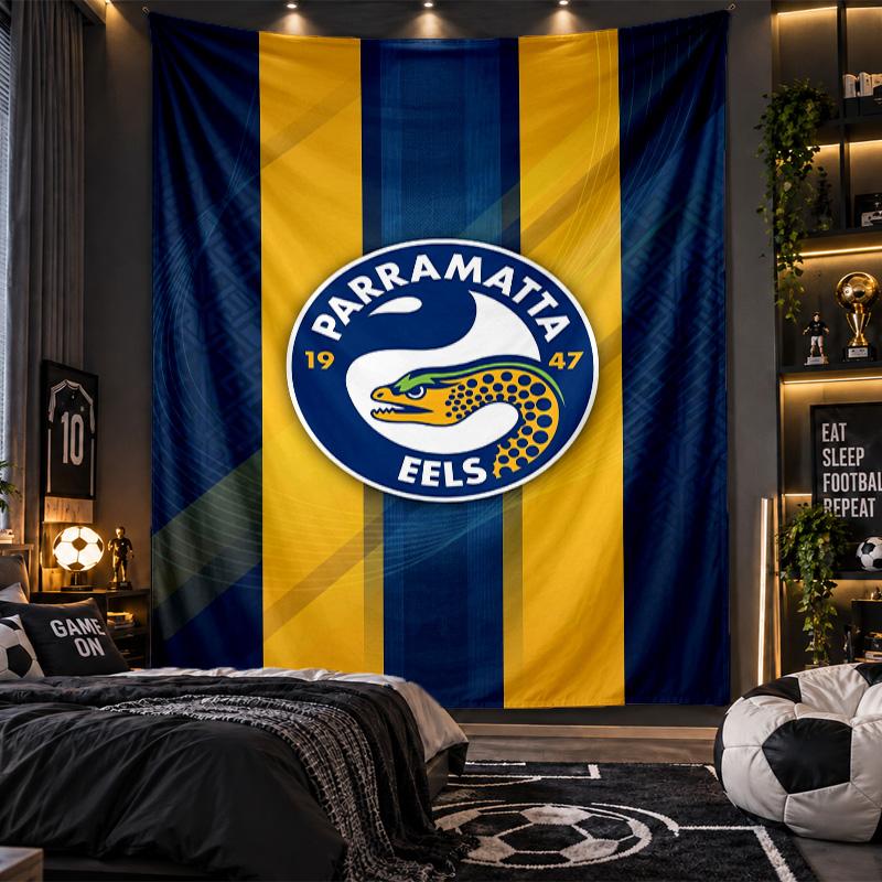 Wall Hanging Tapestry Parramatta Eels Print Cloth for Living Room Bedroom Home Decor