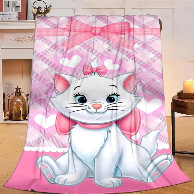 1PC Mary Cat Flannel Blanket Gift, Suitable for Both Men And Women, Soft Ideal for Beds And Sofa, Birthday Or Christmas Gift