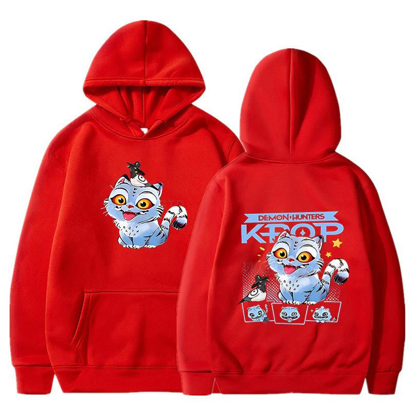 Kpop Anime Hoodie Oversized Cartoon Cat Graphic Print Pullover Sweatshirt Men Streetwear Hip Hop Fashion Casual Hooded Top