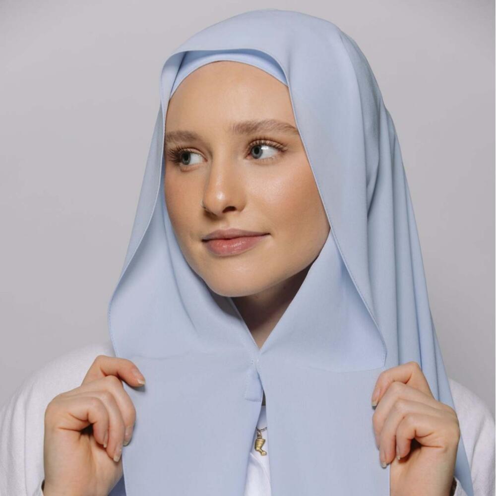 Instant Tudung Hijab Shawl, Chiffon Polyester Anti Slip Magnetic Plain Scarf for Women Daily Wear Premium Accessories