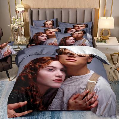 Film Titanic Bedding Sets,Jack and Rose Duvet Cover Bed Comforter Set Bedding Leonardo DiCaprio Quilt Cover