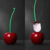 Cherry Soft-Bristle Toilet Brush Set with Long Handle