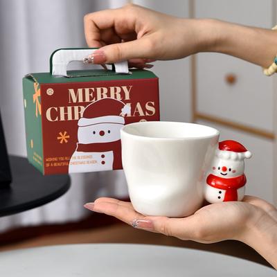Santa Handle Ceramic Coffee Mug, 3D Christmas Cup for Afternoon Tea, Cute Gift for Bestie Students