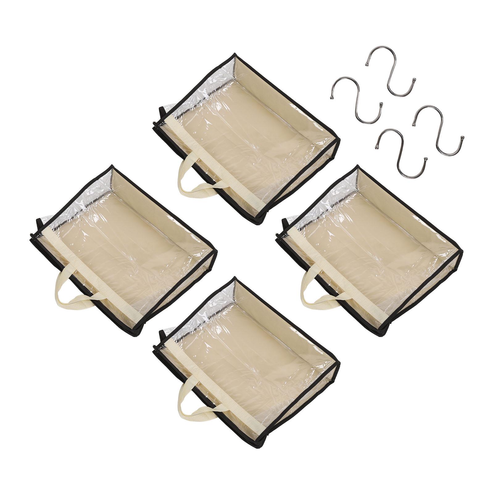 

4Pcs Purse Dust Bags Nonwoven Fabrics Transparent PVC Waterproof 4 Sizes Handbag Storage Organizer