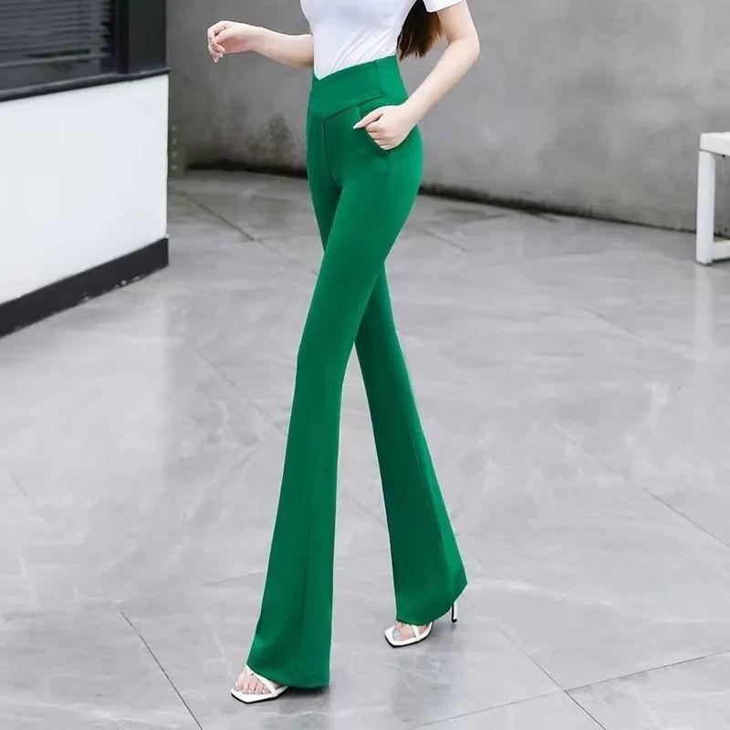 New Spring and Autumn Style Micro-flare Pants for Women with High Waist Design Niche Slim and Draped Trousers