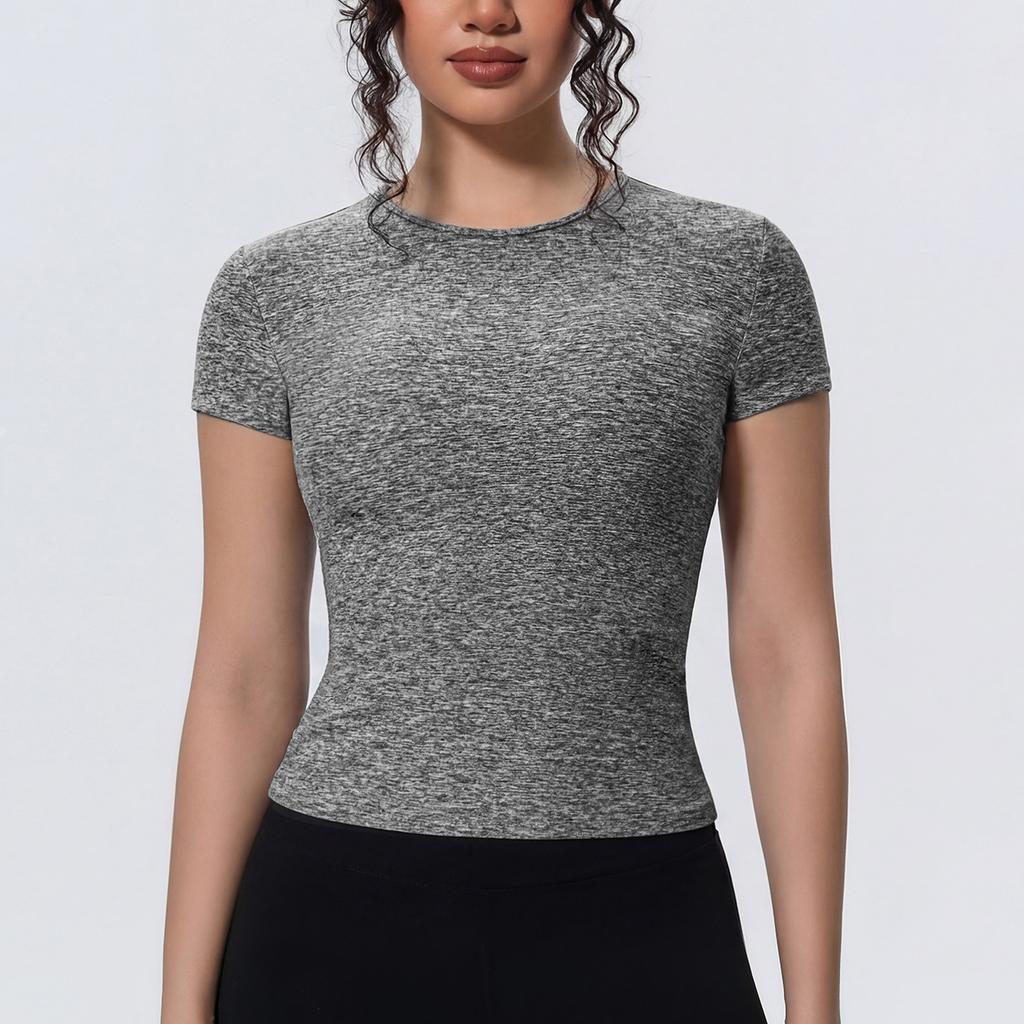 New-style Sports-inspired, Figure-hugging, Short-sleeved, Breathable Yoga T-shirt for Running, Training and Fitness – Women’s Top