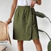 Women's Fashion Pants And Skirts Color Elastic Waist Pocket Casual Shorts