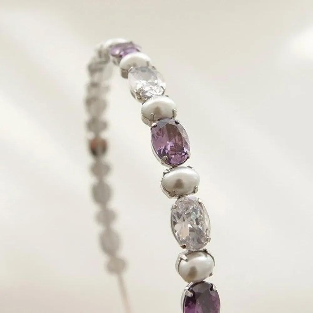 J Lauren Pearl Purple Cubic Straight Line Hairband H0827