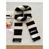 Black and White Striped Plush Small Scarf for Women Autumn and Winter Korean Style  Versatile Thickened  Warm and Cold Proof Narrow Scarf