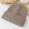 Winter Autumn Thick Knit Hat Solid Color Folded Brim Warm Outdoor Ski Hat