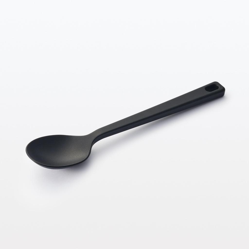 MUJI Silicone Cooking Spoon, Small, Black, Approx. 25cm Long