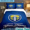 3PCS Custom Name Leeds United Crest Design Bedding Set Duvet Cover Closure Includes 1 Duvet Cover & 2 Pillowcases for All Seasons Bedroom Decor