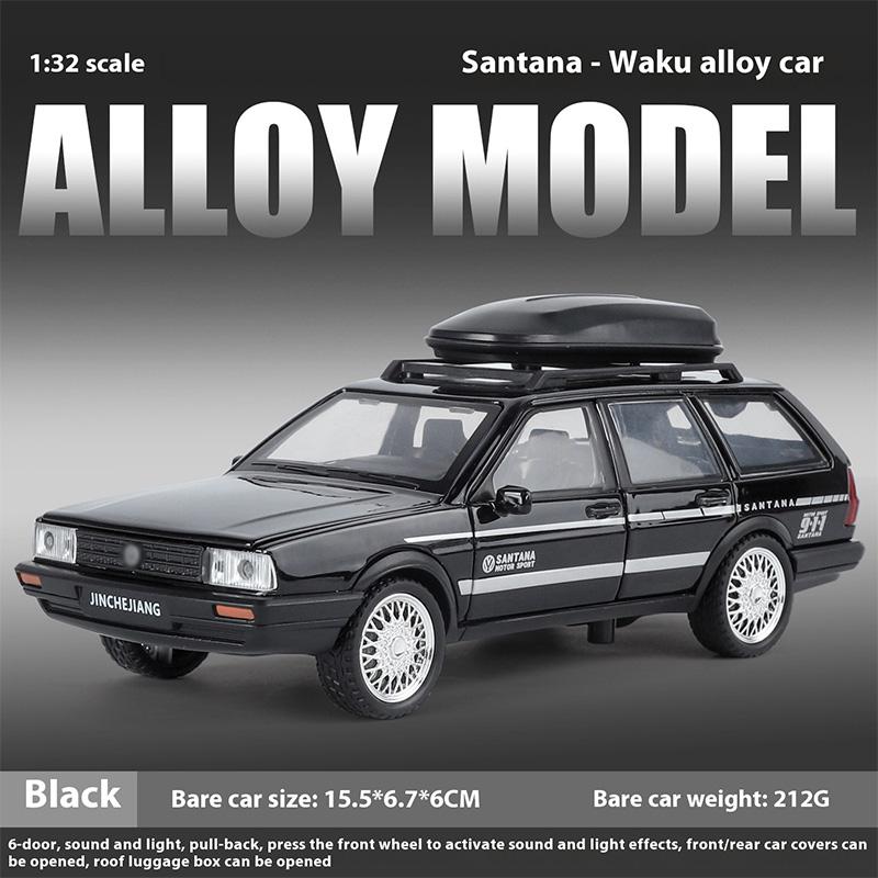 1/32 Volkswagen Santana Alloy Model Car, Cool Sound and Light, Strong Return, Exquisite Desktop Ornaments, Christmas Gifts