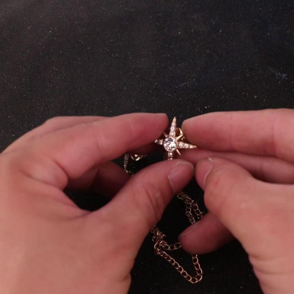 Metal Star Collar Brooch Chain Double Layer Chain Chain Brooch Creative Gift Shirt Collar Pin