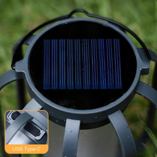 1/2Pcs Solar USB Rechargeable Lantern IP65 Waterproof Flickering Flame Hanging Lantern 2 Modes Outdoor Garden Patio Camping Light