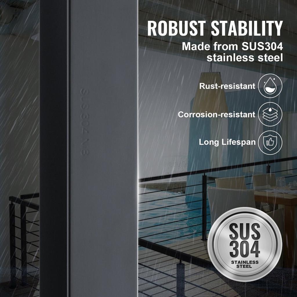 Cable Rail Post, 42 x 1.97 x 1.97", Level Deck Stair Post, Cable Handrail Post Stainless Steel Brushed Finishing Deck Railing DIY Picket Without Hole