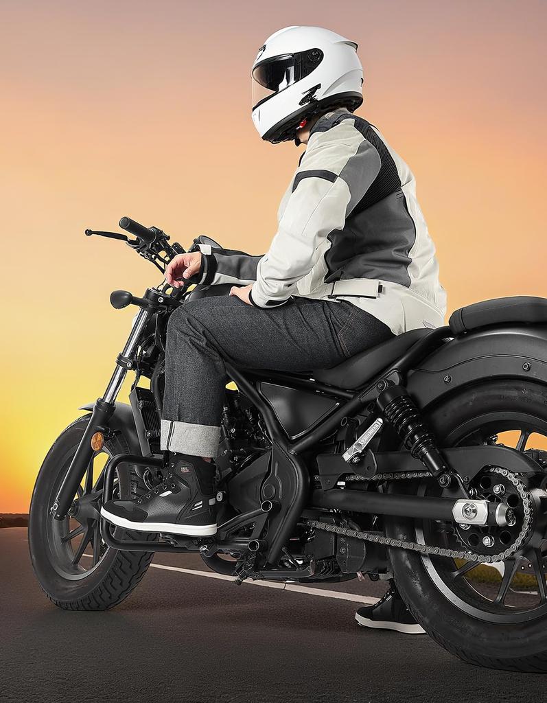 Kemimoto Motosiklet Sürüşü Kalın Beden Erkek Ayakkabısı, Taban, Kaymaz, Yorgunluk Önleyici, Koruyucu, Siyah, 26.5cm, KM1125-03