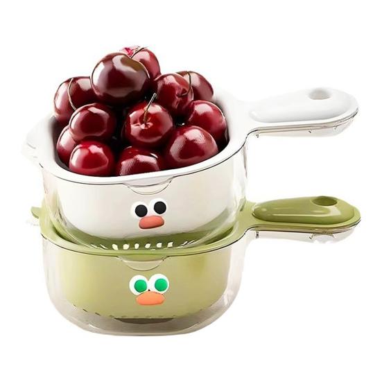 Dual-Layer Drain Basket with Ergonomic Handle Large Capacity BPA Free Multi-Purpose Fruit