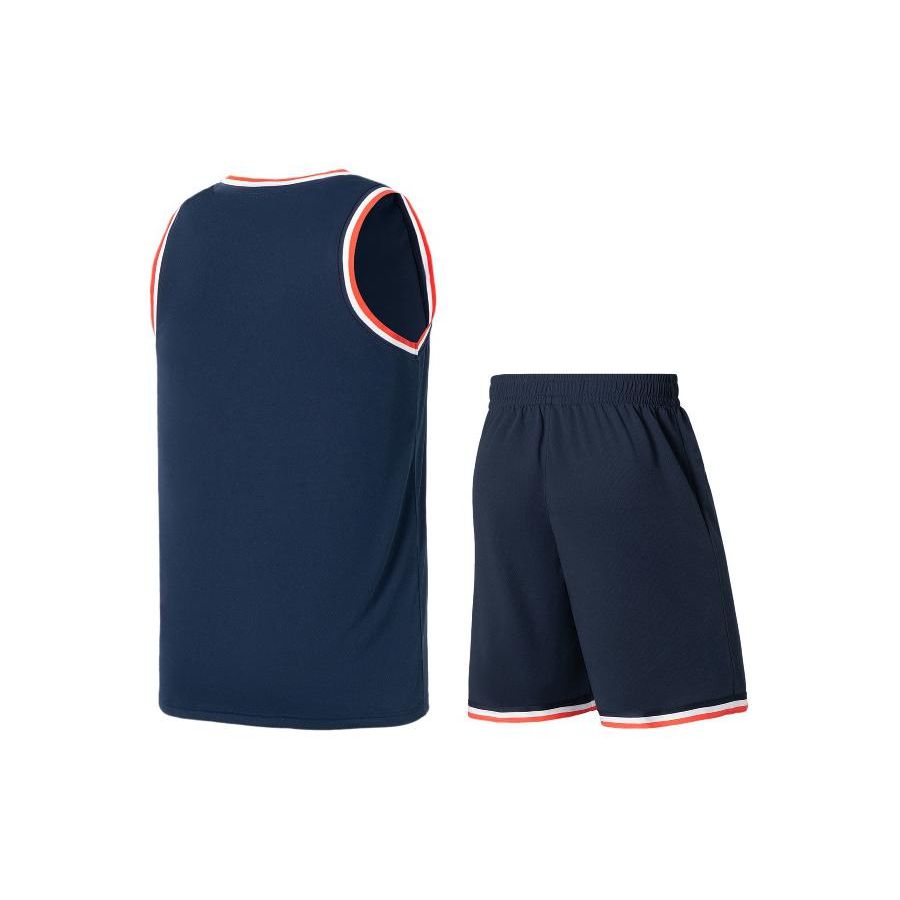 Li Ning Basketball Series Sleeveless Vest And Mid-Waist Elastic Shorts Casual Sports Set Men sets Guangdong-Blue AATU047-1