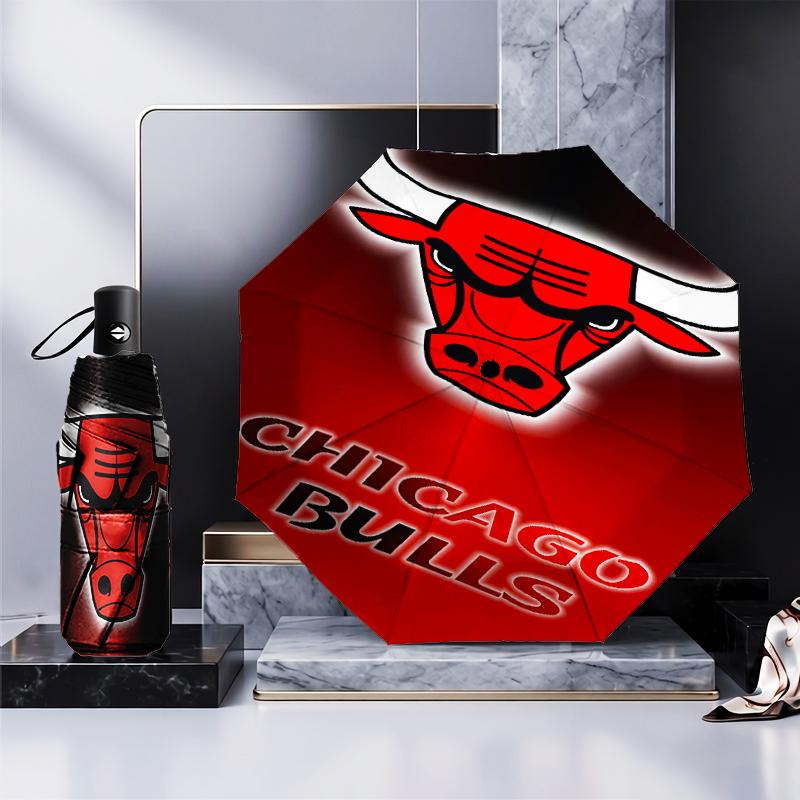 Red Bulls Basketball Umbrella Folding Umbrella, Automatic Umbrella 8-Frame for Travel, Camping Use Gift for Halloween Christmas