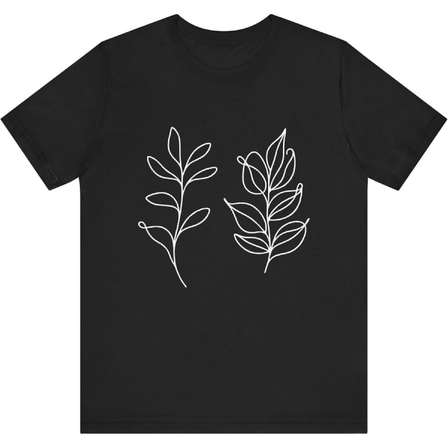 One Line Art Drawing Eucalyptus Leaf 610 Unisex T-Shirt S