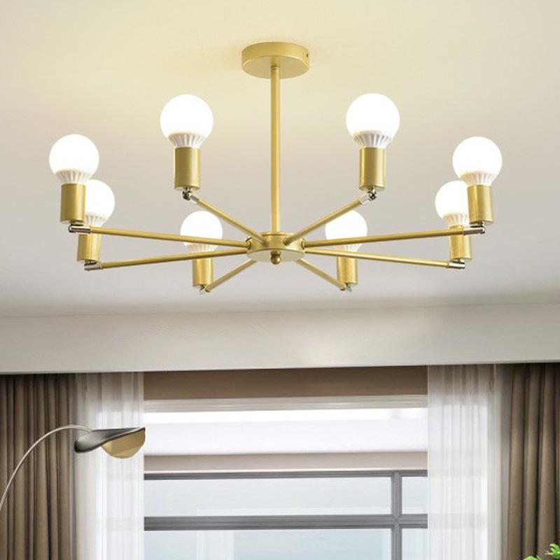 Vintage Pendant Lamp LED Gold Black 6/8 Bulbs Ceiling Light Modern Home Decoration Chandelier Lamp Balcony Kitchen Living Room