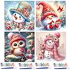 4pcs DIY Christmas Snowman Paint By Numbers Kit On Canvas 20x20cm Without Frame Oil Paint by Numbers for Adults Wall Home Decor