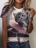 Summer Cute Cat Dances Ballet T-Shirts 3D Print Women Men Short Sleeve Round Neck T Shirt Tees Harajuku Y2K Tops Unisex Clothing