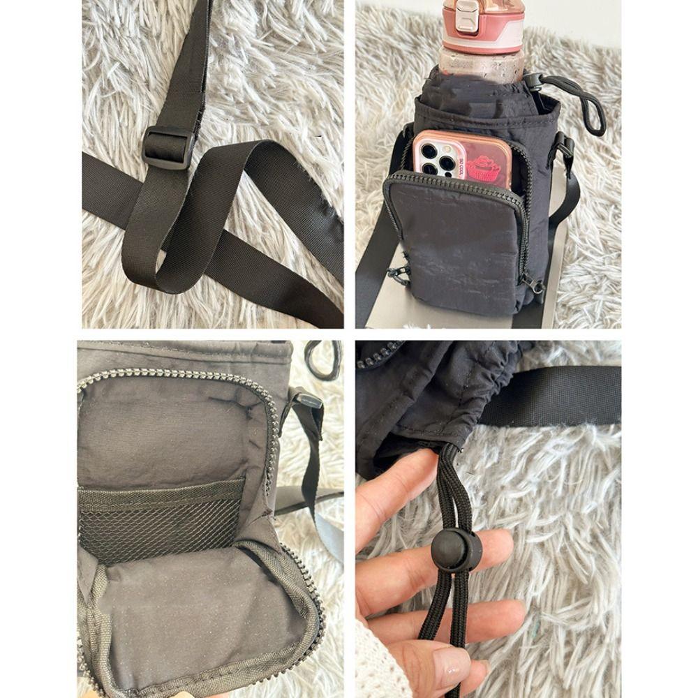 Purse Nylon Shoulder Bag Water Bottle Holde Mobile Phone Bag Casual Crossbody Bag  Travel