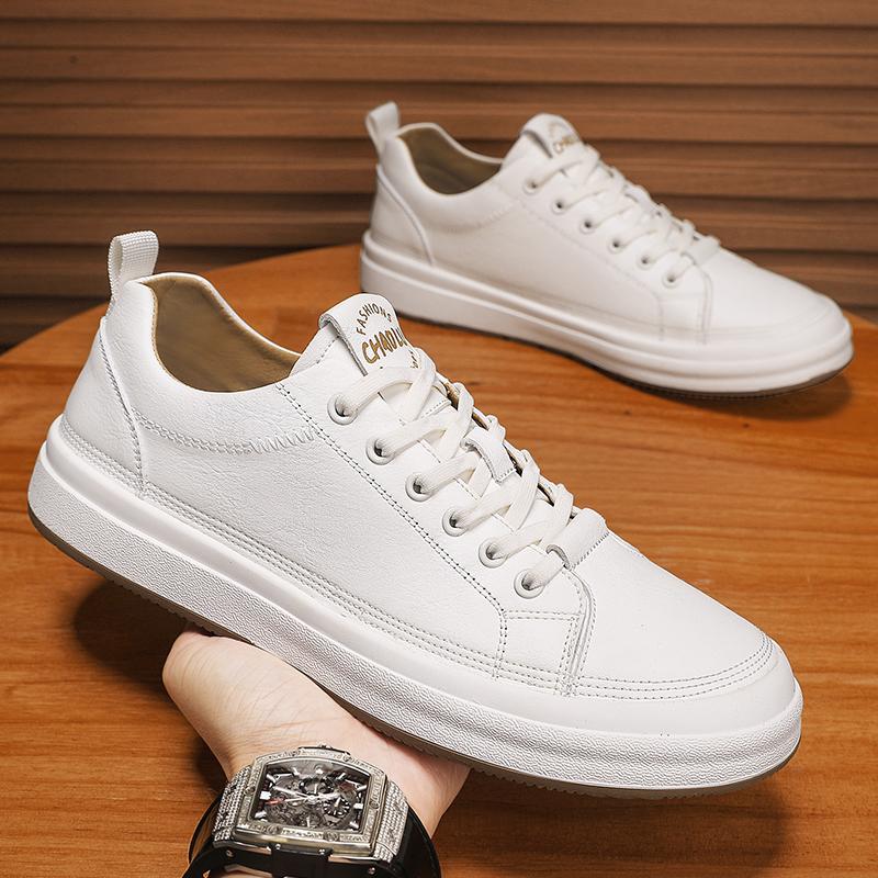 Genuine leather casual shoes for men fashion black Lace Up Outdoor Oxford Jogging Shoes Women's Skate Shoes men sneakers
