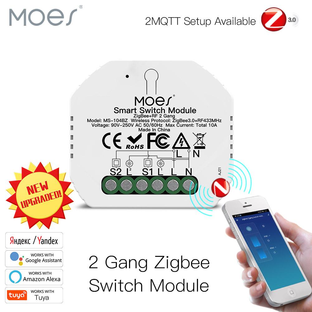 MOES Mini Smartlife Wireless Remote Tuya Zigbee 3.0 RF 433 Smart Wall Light Switch Relay Module