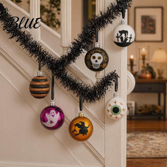Halloween Holiday Decoration 16 Pcs Hanging Ball Decor 6cm Skull Witch Eye Ornaments Festive Accessories for Ghost Tree Spooky Window Yard