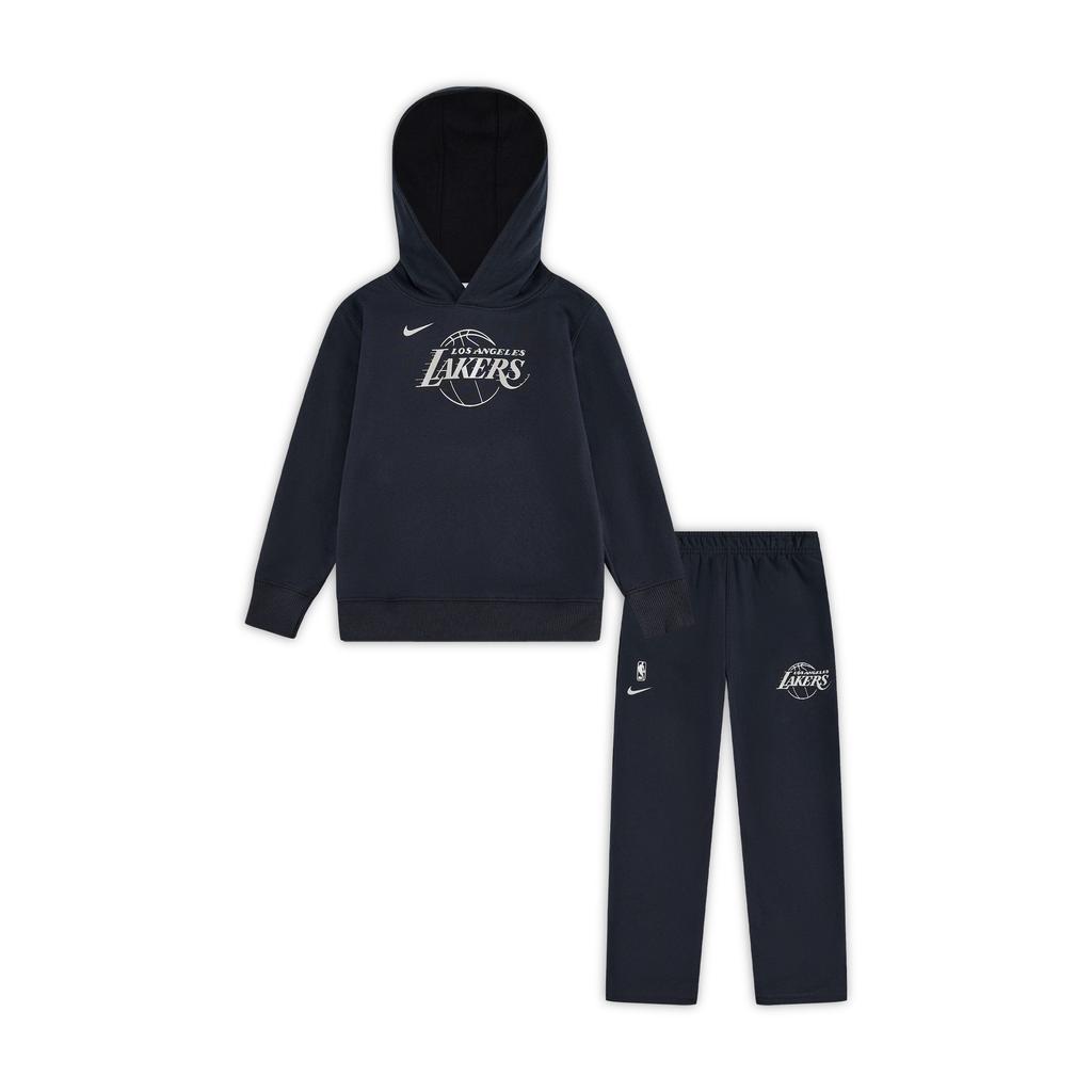 Nike X NBA Collaboration Casual Sports Suit Los Angeles Lakers Clib Fleece Hooded Knit Comfort Kids suit Black IF2423-010