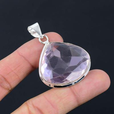 Pink Topaz Gemstone Pendant Solid 925 Sterling Silver Pendant Jewelry Gift For Unisex LG-052