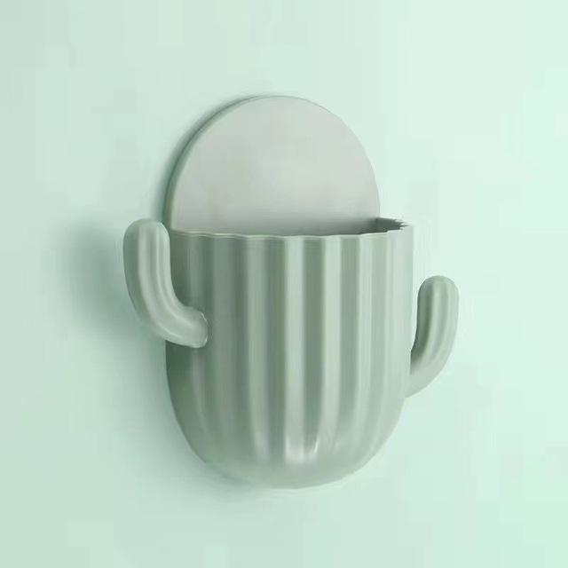 Toothbrush Holder Household Wall Self-adhesive Seamless Cactus Storage Rack Shaver Organizer Drain Shelf Bathroom Accessories