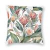Protea Flower Lovers Square Pillowcase Polyester Linen Velvet Creative Zip Decor Room Cushion Cover
