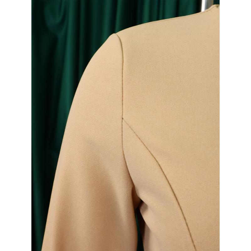 Women V Neck High Waist Solid Pencil Midi Office Commuting Dress