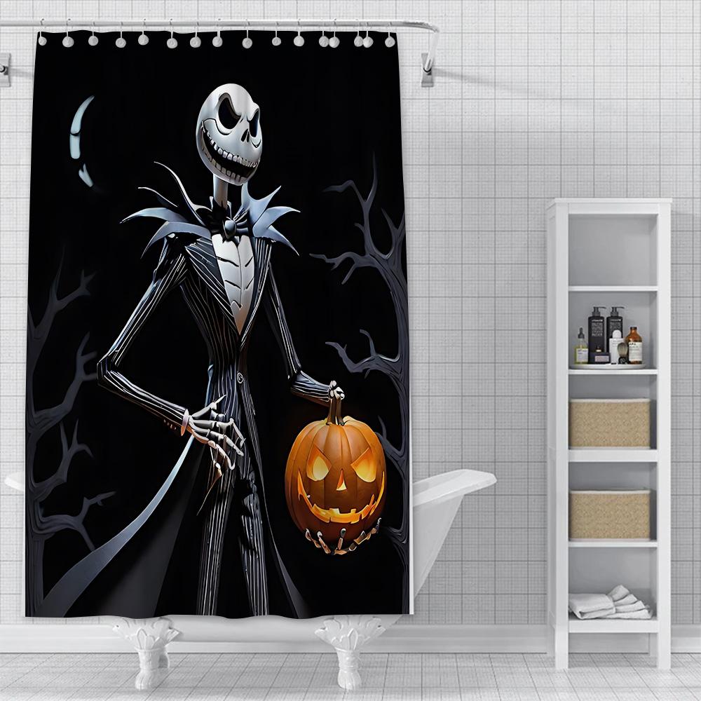 Dusche Jack Skellington Vorhang Wasserdicht Polyester Stoff Farbe Bunt Badezimmervorhänge Haus Badezimmer Dekor Vorhang Mit Haken