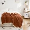 Ruijing Four Seasons Nordic Pom-Pom Chenille Knit Blanket & Cushion Set