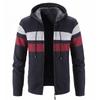 Automne et Hiver Veste Pull pour Homme Manteau en Fil Assorti de Couleurs Ample Polaire à Capuche Pull Tricoté pour Homme