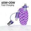 PVC USB Type C Charger Cable 3 In 2 Design Multiple USB C Charging Wire PD Charging Cable  Travel