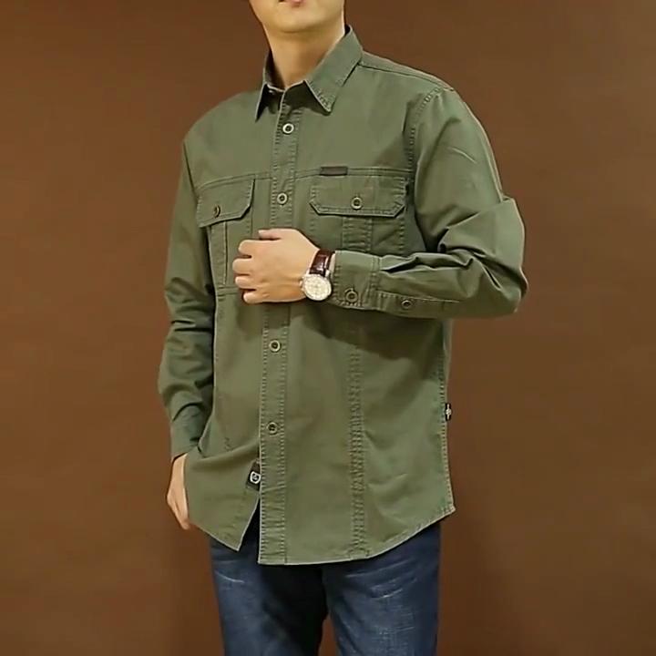 Men'S Casual Loose Long Sleeve Shirts Solid Color