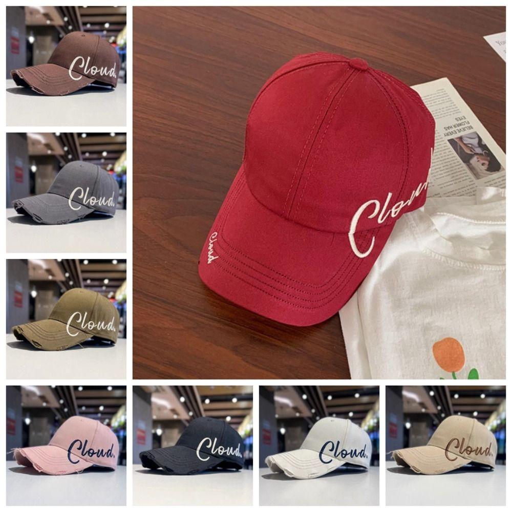 Soft Tattered Peaked Cap Cotton Sunscreen Hat Fashion Embroidered Baseball Cap  Party