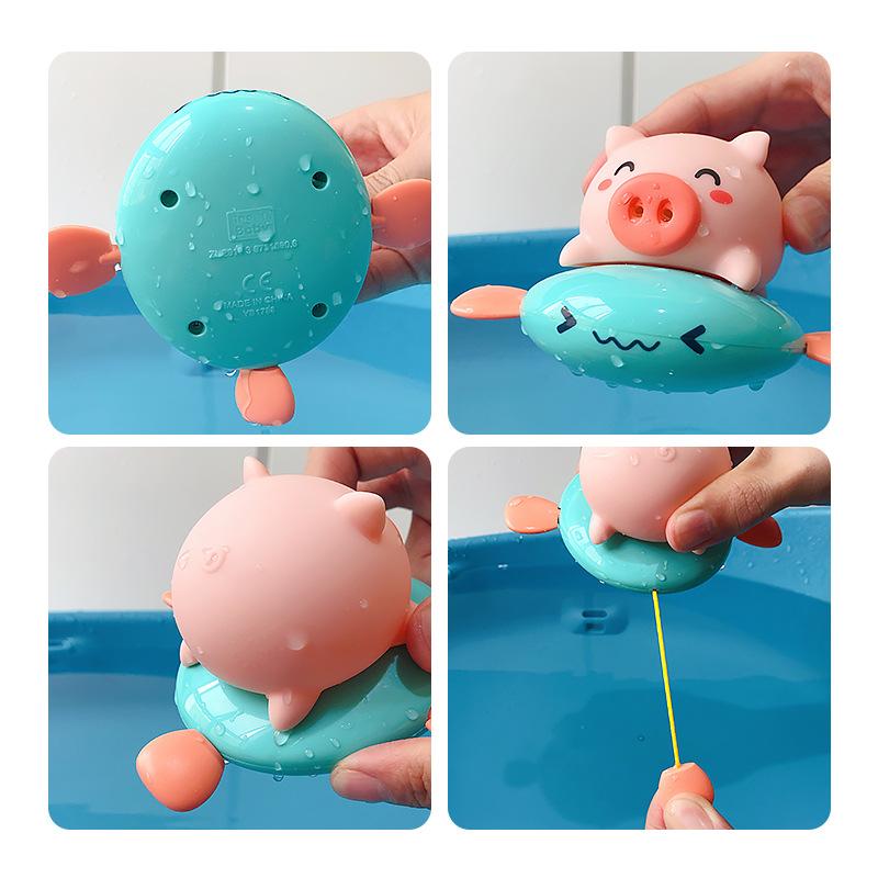 Children's Coil Piggy Riding Flying Fish Baby Pull Line Water Whale Dinosaur Riding Flying Fish Bathing Water Spray Swimming Toy
