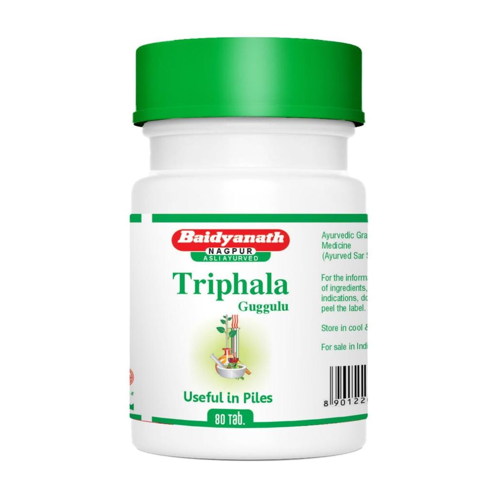Baidyanath Triphala Guggulu Tablets 80 Tablets X 5 Pack For Digestive Health And Wellness Support